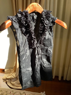 Pepe Jeans blouse like new, black with frill, size S