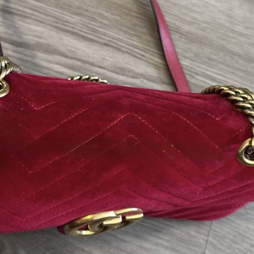 Gucci Marmont Flap bag used, velvet burgundy, crossbody