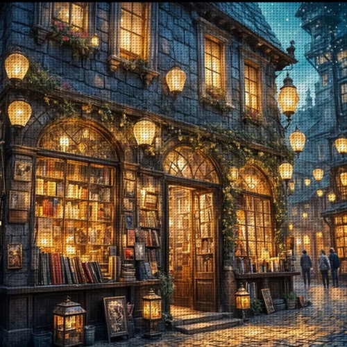 Cross stitch embroidery kit "Bookstore"
