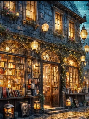 Cross stitch embroidery kit "Bookstore"