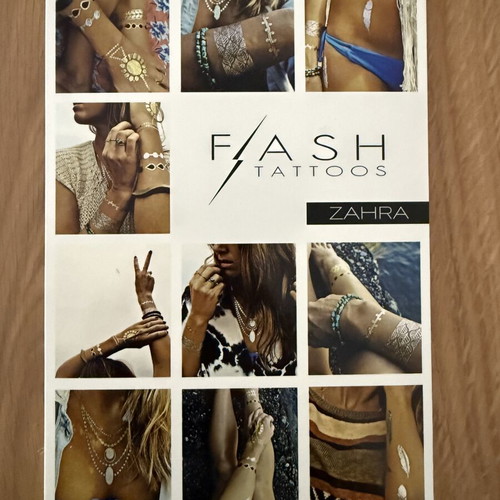 Flash Tattoo metallic temporary tattoos, 4 sheets, new