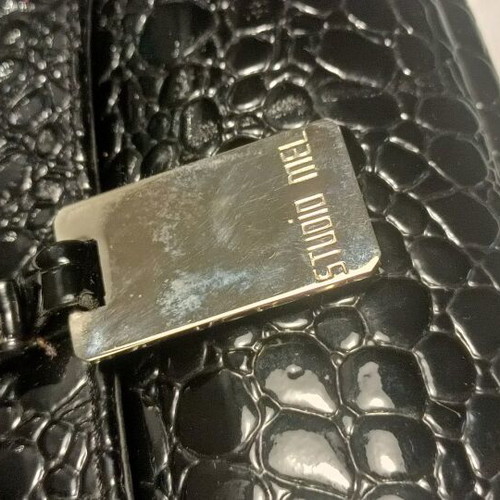Croc print vegan leather shoulder bag like new, black