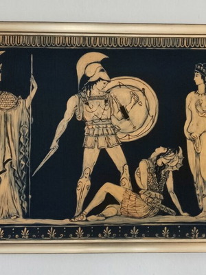 Ζωγραφική Άχιλλας και Πενθεσίλεια σαν καινούργια, σκηνή από τον Τρωικό πόλεμο