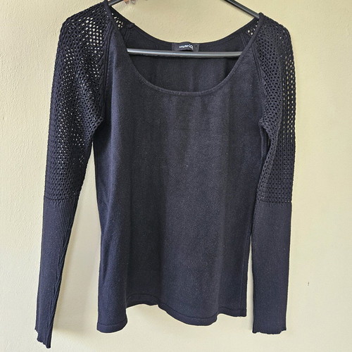 Thin sweater used, black, size M, with transparent sleeves