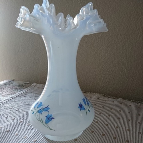 Vintage opaline glass vase with bellflower design, like new