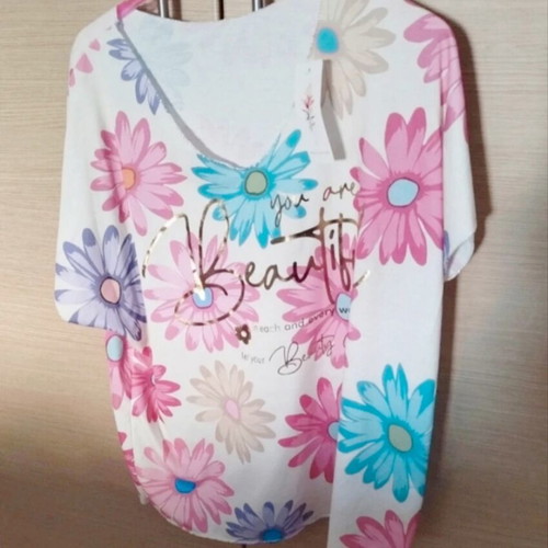 Short Sleeve Blouse New Collection Italy one size white multicolor new