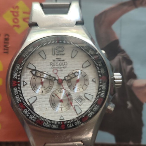 Regolo men's chronograph watch with free silicone strap watch