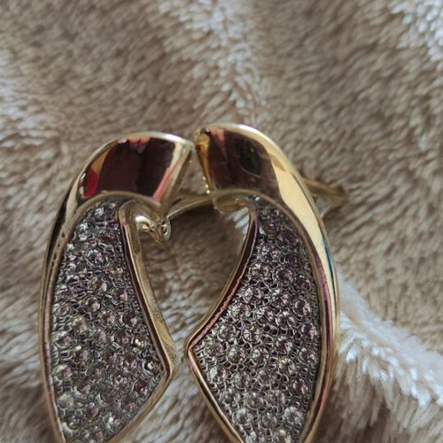 Earrings with rhinestones like new, gold tone 80s fashion jewelry