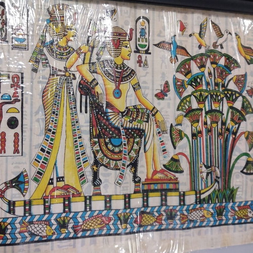 Egyptian papyrus set of 3 pieces like new with mythological scenes