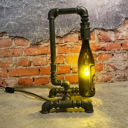 Industrial style desk lamp new with Breaking Bad beer bottle