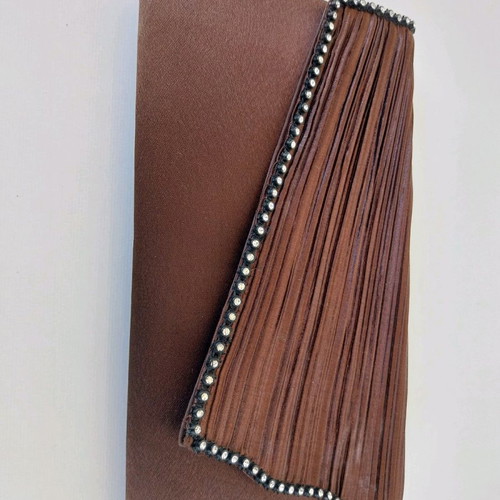 Women's envelope bag used, brown velvet, 23x13 cm
