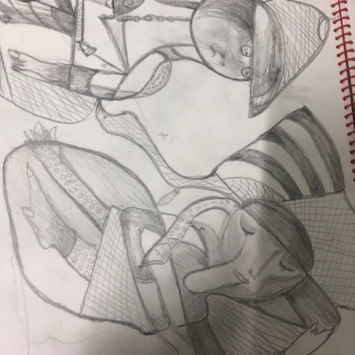 Pencil drawings used, block 35x25 cm, 7 artworks