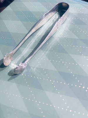 Silver Handmade Sugar Tongs 800° Like New with Decorative Shell Motif