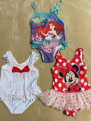Girls' swimsuits used, set of 3 for ages 3-4