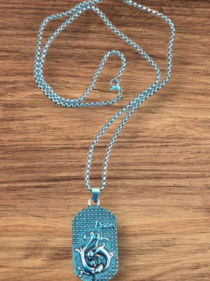Κολιέ Dog Tag Ζυγός νέο, ατσάλινη αλυσίδα 60 εκ