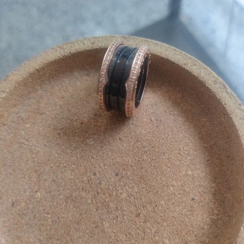Ring made of steel with 750 gold plating, pink gold