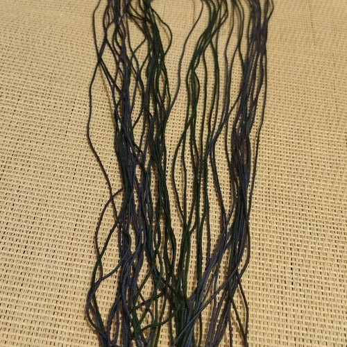 Macrame necklace new in blue and green tones with acrylic beads and fringes
