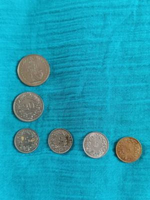 Swiss francs used, pack of 6 coins