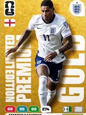 Marcus Rashford Premium Gold Limited Edition Panini card new