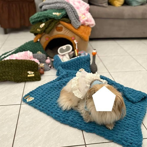 Handmade pet set with Alize Puffy yarn hypoallergenic