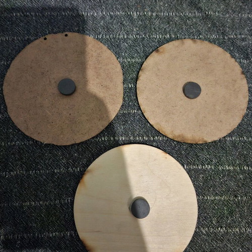 Wooden Panathinaikos decorative magnets set of 3, like new