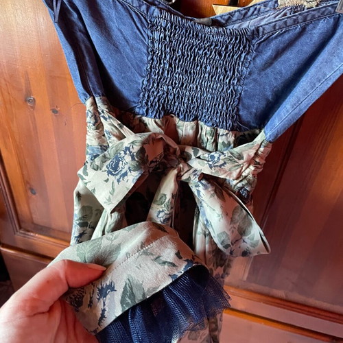 Summer dress used in A-line, blue and green, size S
