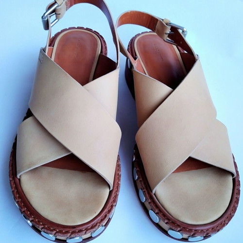 Allsaints Ruse leather cross sandals, light brown, size 39