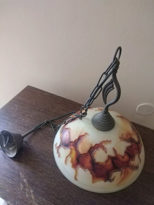 Vintage ceiling pendant light with glass shade like new