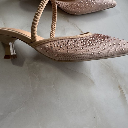 Sandals like new with rhinestones, size 36.5, beige and pink