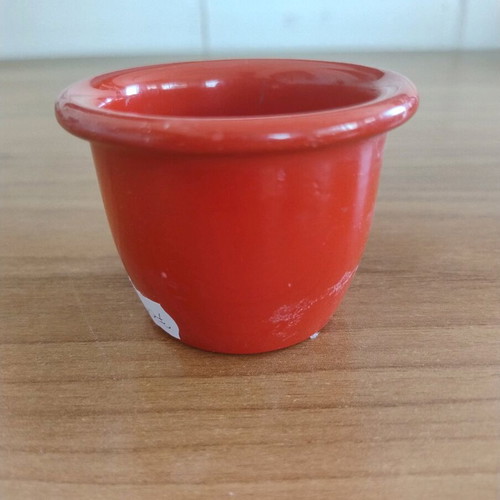 Red candle holder for tealight used, small pot