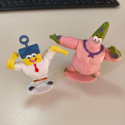 Spongebob and Patrick collectible figures 11cm used, Viacom 2014 Siba Toys
