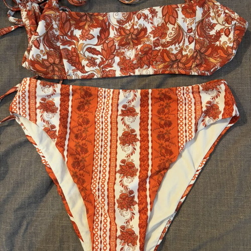 Vassia Kostara multicolor bikini set like new, top Small bottom Large