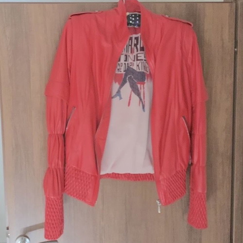Leather jacket red new, size medium
