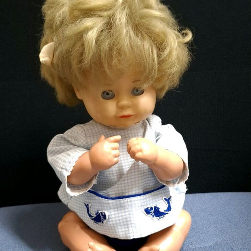 Vintage doll like new with child face, 30 cm tall