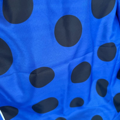 Scarf new, blue black polka dot viscose