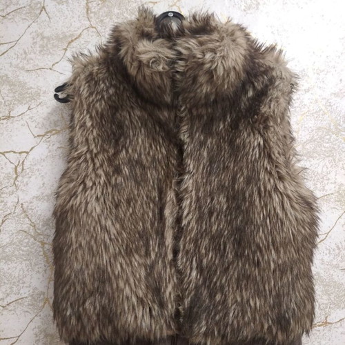 H&M faux fur vest, beige and brown, size S