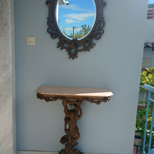 Wall mirror and console used with wear