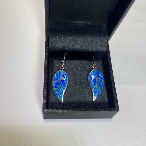 Silver leaf earrings 925 with opalite new