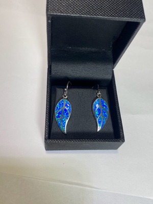 Silver leaf earrings 925 with opalite new