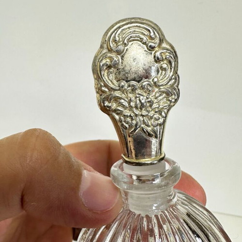 Vintage crystal perfume bottle, Victorian Baroque style