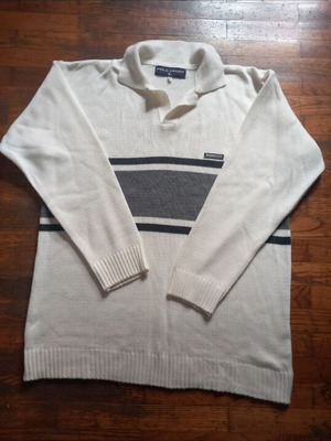 Polo Club men's sweater used, white and gray, XXL