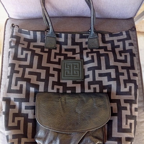 El Bags large shoulder bag with leather handles and pocket