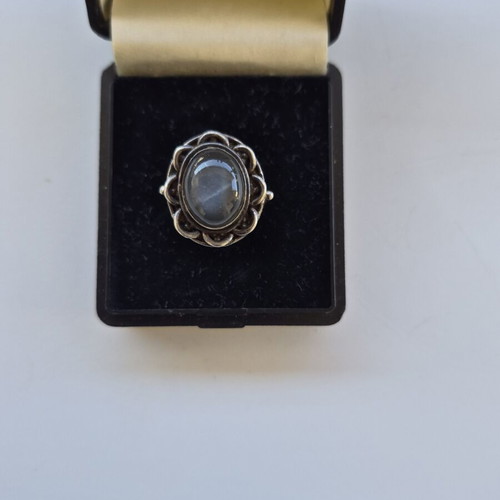 Silver ring with semi-precious stone s925 vintage, grey