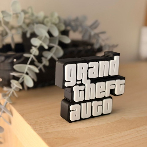 Grand Theft Auto Logo 3D Printed Desk Sign made to order