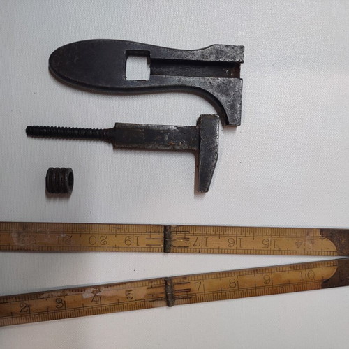 Adjustable Vintage Wrench and Folding Wooden Ruler used