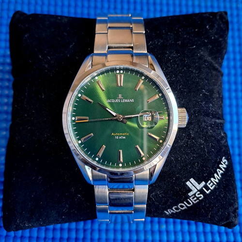 Jacques Lemans Derby Automatic 10ATM watch like new with green dial