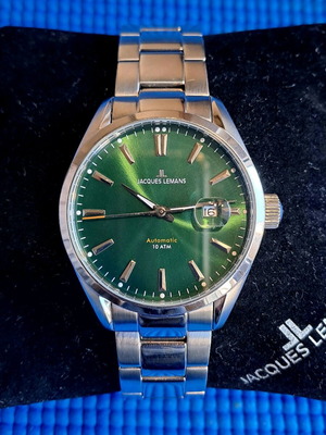 Ρολόι Jacques Lemans Derby Automatic 10ATM σαν καινούργιο με πράσινο καντράν