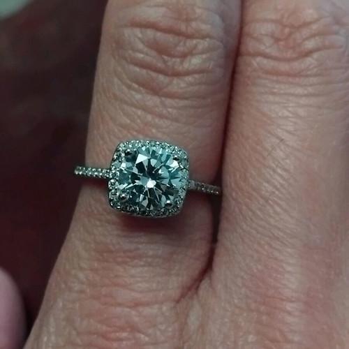 Silver cubic zirconia ring square design size 6 new