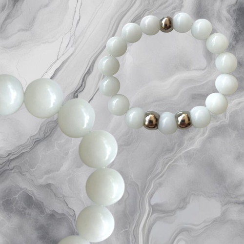 White Jade Handmade Bracelet with Semi-Precious Stones, New