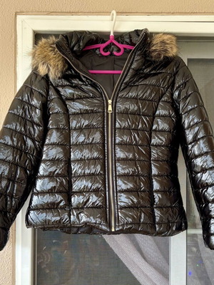 Italian black jacket like new, size XXL with hood